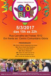 Carnaval comunitário e descentralizado da Glória será neste domingo