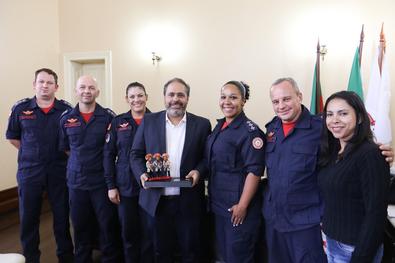 Vice-Prefeito recebe o Comandante do 1° Batalhão dos Bombeiros de Porto Alegre, Cel. Canto e delegação à Maceió