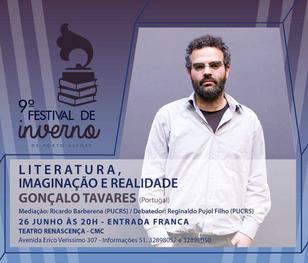 Escritor português Gonçalo M. Tavares, participa do lançamento do Festival de Inverno em palestra no dia 26 de junho, no Teatro Renascença