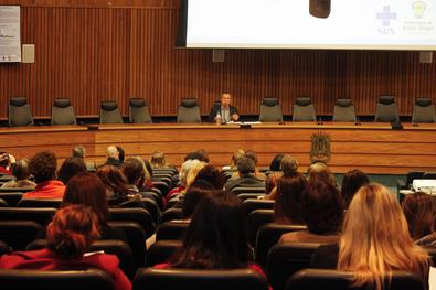 Sec. SMS, Erno Harzheim com a palestra "A Pactuação do Programa de Saúde na escola em Porto Alegre" no Seminário Qualificação e Adesão da Rede Pública ao Programa de Saúde na Escola de Porto Alegre. Local: Aud. MP