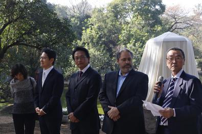 Prefeito em exercício Gustavo Paim na inauguração do Monumento Kotoji Toro