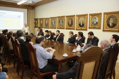 Prefeito Nelson Marchezan Jr. e Sec. SMS, Erno Harzheim na apresentação do Projeto de Modernização da Santa Casa e Ampliação do Hospital Santa Clara Local: Salão Nobre - Complexo Hospitalar Santa Casa 