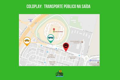Mapa de trânsito e transporte para o show do Coldplay na Arena do Grêmio